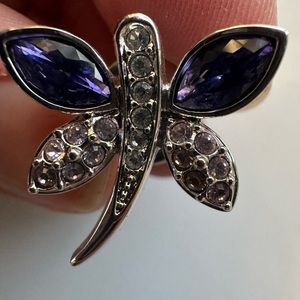Swarovski Jewelry Purple Crystal Dragonfly Tie Tack Lapel Pin